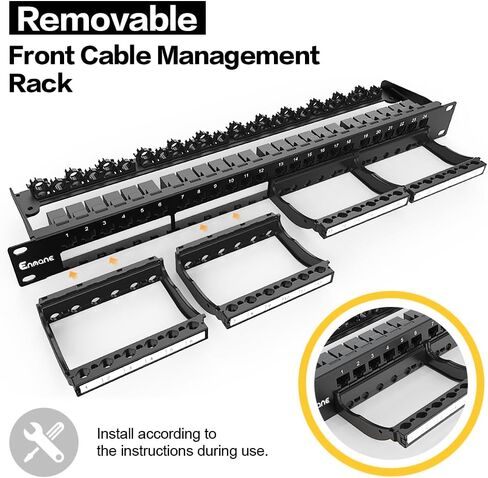 لوحة التصحيح Keystone ذات 24 منفذًا CAT6 غير محمية مع إدارة ذكية للكابلات لتركيب حامل مقاس 19 بوصة in Kuwait