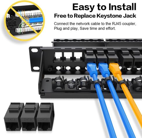 لوحة التصحيح Keystone ذات 24 منفذًا CAT6 غير محمية مع إدارة ذكية للكابلات لتركيب حامل مقاس 19 بوصة in Kuwait