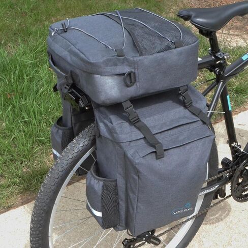 Lumintrail Bike 36L Double Panniers - حقائب سرج لحقائب الدراجة ذات الرف الخلفي مع شرائط عاكسة للسلامة، ومقبض للحمل - مثالية لتسوق البقالة، وسهولة التنقل ورحلات ركوب الدراجات الطويلة in Kuwait