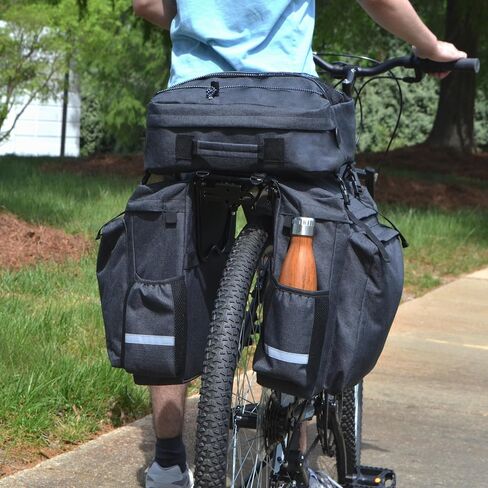 Lumintrail Bike 36L Double Panniers - حقائب سرج لحقائب الدراجة ذات الرف الخلفي مع شرائط عاكسة للسلامة، ومقبض للحمل - مثالية لتسوق البقالة، وسهولة التنقل ورحلات ركوب الدراجات الطويلة in Kuwait