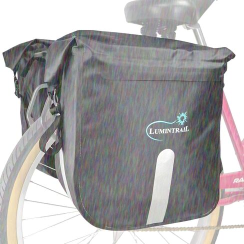 Lumintrail Bike 36L Double Panniers - حقائب سرج لحقائب الدراجة ذات الرف الخلفي مع شرائط عاكسة للسلامة، ومقبض للحمل - مثالية لتسوق البقالة، وسهولة التنقل ورحلات ركوب الدراجات الطويلة in Kuwait