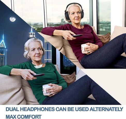 SIMOLIO Digital 2.4 جيجا هرتز سماعات تلفزيون لاسلكية مزدوجة مع مسافة 100 قدم، سماعة رأس لاسلكية لحماية السمع لمشاهدة التلفزيون، جهاز استماع تلفزيوني لكبار السن وضعاف السمع SM-8245 in Kuwait