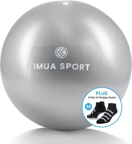 Imua Sport Barre Ball with Grippy Socks (L) - 9-inch Small Exercise Ball for Barre, Yoga, Pilates and More with a Pair of Grippy Socks (Large) - Workout Guide Included in Kuwait