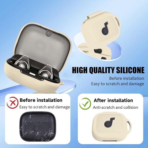 Compatible with Anker Soundcore C30i Case Cover, Silicone Anti-Slip Anti-Scratch Protective Cover for Soundcore C30i Open-Ear Earbuds Charging Case with Carabiner (White) in Kuwait