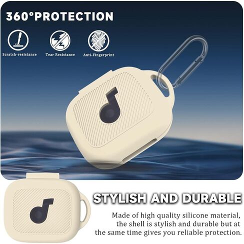 Compatible with Anker Soundcore C30i Case Cover, Silicone Anti-Slip Anti-Scratch Protective Cover for Soundcore C30i Open-Ear Earbuds Charging Case with Carabiner (White) in Kuwait