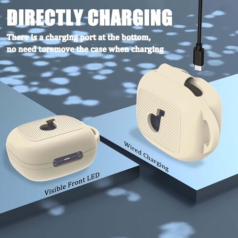 Compatible with Anker Soundcore C30i Case Cover, Silicone Anti-Slip Anti-Scratch Protective Cover for Soundcore C30i Open-Ear Earbuds Charging Case with Carabiner (White) in Kuwait