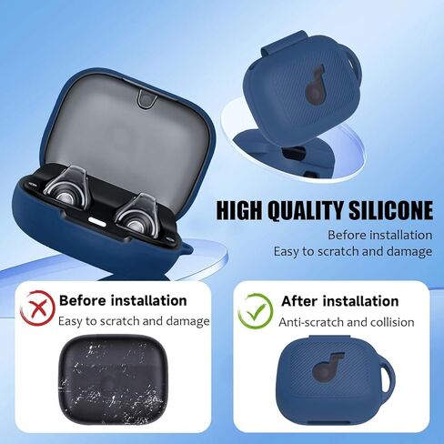 Compatible with Anker Soundcore C30i Case Cover, Silicone Anti-Slip Anti-Scratch Protective Cover for Soundcore C30i Open-Ear Earbuds Charging Case with Carabiner (White) in Kuwait