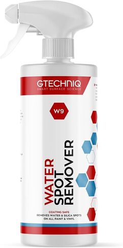 Gtechniq - مزيل بقع الماء W9 - يذيب ويزيل الأملاح، ويحبس الأيونات المعدنية، ويزيل قشور السيليكا؛ يعمل بشكل جيد على الزجاج؛ تركيبة مركزة؛ طلاء آمن (1 لتر) in Saudi Arabia