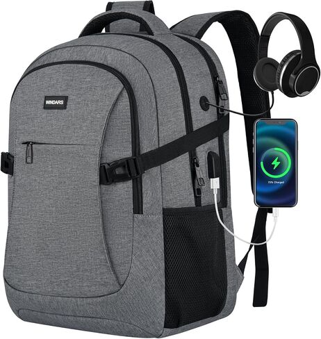 Travel Laptop Backpack, 15.6 Inch Large School Backpacks for Teens Boys, Water Resistant Business Men Computer Bag Durable Women Back Pack with USB Charging Port for College Work, Black in Saudi Arabia