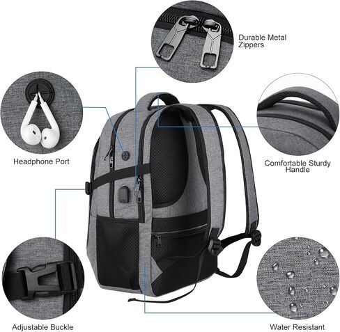 Travel Laptop Backpack, 15.6 Inch Large School Backpacks for Teens Boys, Water Resistant Business Men Computer Bag Durable Women Back Pack with USB Charging Port for College Work, Black in Saudi Arabia