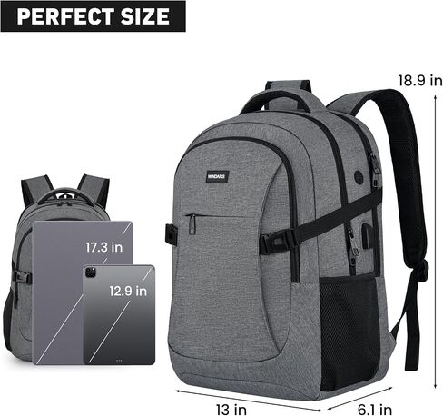 Travel Laptop Backpack, 15.6 Inch Large School Backpacks for Teens Boys, Water Resistant Business Men Computer Bag Durable Women Back Pack with USB Charging Port for College Work, Black in Saudi Arabia