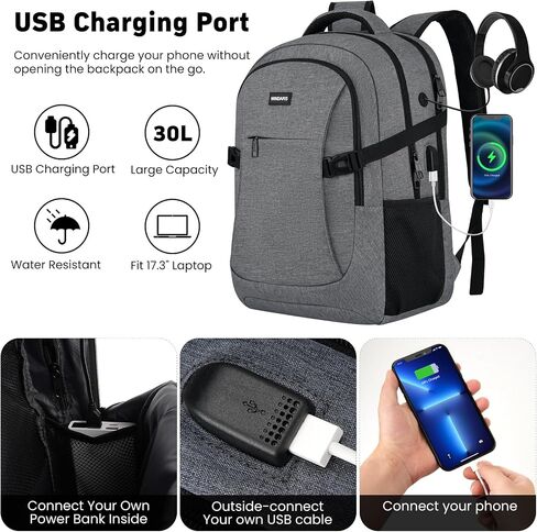 Travel Laptop Backpack, 15.6 Inch Large School Backpacks for Teens Boys, Water Resistant Business Men Computer Bag Durable Women Back Pack with USB Charging Port for College Work, Black in Saudi Arabia