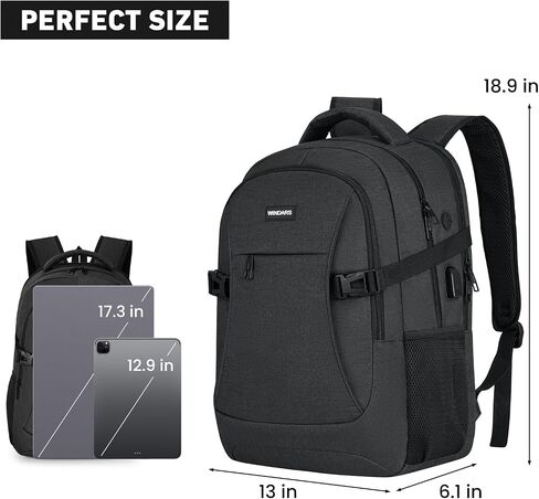 Travel Laptop Backpack, 15.6 Inch Large School Backpacks for Teens Boys, Water Resistant Business Men Computer Bag Durable Women Back Pack with USB Charging Port for College Work, Black in Saudi Arabia