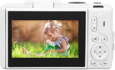 كاميرا رقمية بدقة 64 ميجابكسل بدقة 4K مع تكبير 18X، وشاشة IPS، وتوازن اللون الأبيض، والتثبيت، واكتشاف الوجه للتصوير الفوتوغرافي، ومدونات الفيديو (أبيض) in Kuwait