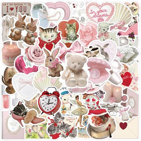 120PCS Coquette Stickers,Pink Coquette Aesthetic Stickers Decal,Vinyl Waterproof Stickers for Water Bottles Laptop Computer Phone Guitar，Coquette Room Decor Vintage in Saudi Arabia