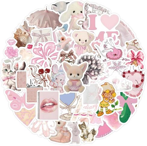 120PCS Coquette Stickers,Pink Coquette Aesthetic Stickers Decal,Vinyl Waterproof Stickers for Water Bottles Laptop Computer Phone Guitar，Coquette Room Decor Vintage in Saudi Arabia
