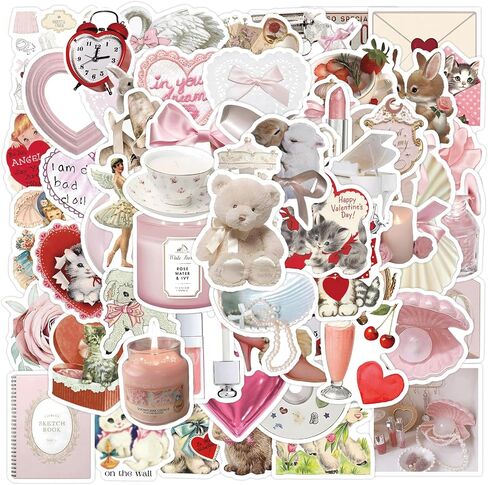 120PCS Coquette Stickers,Pink Coquette Aesthetic Stickers Decal,Vinyl Waterproof Stickers for Water Bottles Laptop Computer Phone Guitar，Coquette Room Decor Vintage in Saudi Arabia