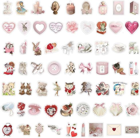 120PCS Coquette Stickers,Pink Coquette Aesthetic Stickers Decal,Vinyl Waterproof Stickers for Water Bottles Laptop Computer Phone Guitar，Coquette Room Decor Vintage in Saudi Arabia