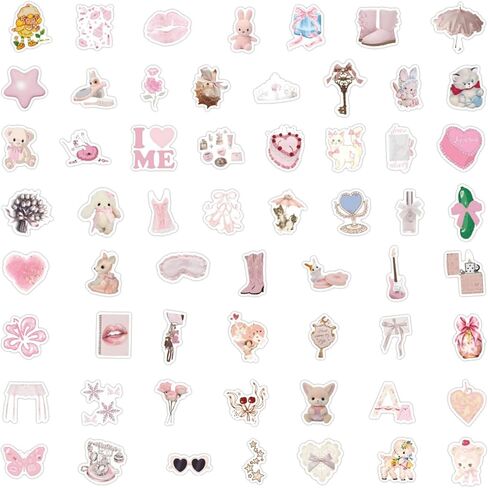 120PCS Coquette Stickers,Pink Coquette Aesthetic Stickers Decal,Vinyl Waterproof Stickers for Water Bottles Laptop Computer Phone Guitar，Coquette Room Decor Vintage in Saudi Arabia