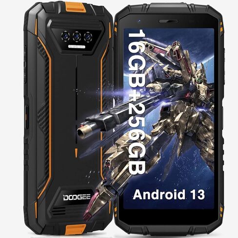 DOOGEE S41 MAX هواتف ذكية متينة، 16 جيجابايت + 256 جيجابايت/1 تيرابايت فتح الهواتف المحمولة، هاتف Android 13 القوي، بطارية 6300 مللي أمبير في الساعة، هاتف محمول متين 5.5 بوصة HD+، IP68/69K/شريحة اتصال 4G مزدوجة/معرف الوجه/OTG/NFC/GPS، برتقالي in Kuwait