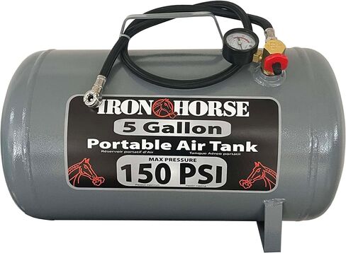 خزان هواء محمول من Iron Horse IHCT-10 بسعة 10 جالون، بحد أقصى 150 رطل لكل بوصة مربعة، يتضمن خرطوم هواء ومقبض الإطارات in Saudi Arabia