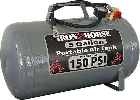 خزان هواء محمول من Iron Horse IHCT-10 بسعة 10 جالون، بحد أقصى 150 رطل لكل بوصة مربعة، يتضمن خرطوم هواء ومقبض الإطارات in Saudi Arabia