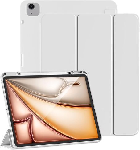 حافظة لجهاز iPad Air 13 بوصة 2024 M2 / iPad Pro 12.9 بوصة (الجيل السادس/الخامس، 2022/2021)، غطاء ذكي نحيف مع ظهر ناعم من مادة TPU، يدعم معرف اللمس وقلم Pro/2nd/USB-C والتنبيه/السكون التلقائي، أسود in Saudi Arabia