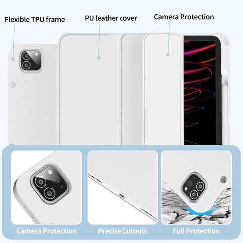 حافظة لجهاز iPad Air 13 بوصة 2024 M2 / iPad Pro 12.9 بوصة (الجيل السادس/الخامس، 2022/2021)، غطاء ذكي نحيف مع ظهر ناعم من مادة TPU، يدعم معرف اللمس وقلم Pro/2nd/USB-C والتنبيه/السكون التلقائي، أسود in Saudi Arabia