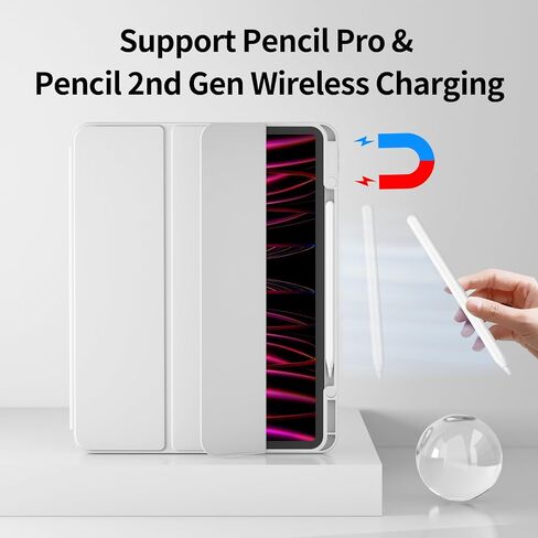 حافظة لجهاز iPad Air 13 بوصة 2024 M2 / iPad Pro 12.9 بوصة (الجيل السادس/الخامس، 2022/2021)، غطاء ذكي نحيف مع ظهر ناعم من مادة TPU، يدعم معرف اللمس وقلم Pro/2nd/USB-C والتنبيه/السكون التلقائي، أسود in Saudi Arabia