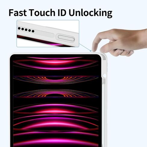 حافظة لجهاز iPad Air 13 بوصة 2024 M2 / iPad Pro 12.9 بوصة (الجيل السادس/الخامس، 2022/2021)، غطاء ذكي نحيف مع ظهر ناعم من مادة TPU، يدعم معرف اللمس وقلم Pro/2nd/USB-C والتنبيه/السكون التلقائي، أسود in Saudi Arabia