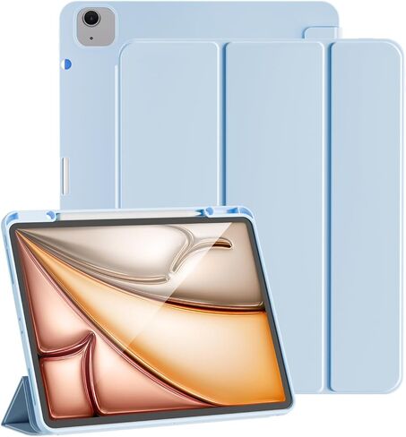 حافظة لجهاز iPad Air 13 بوصة 2024 M2 / iPad Pro 12.9 بوصة (الجيل السادس/الخامس، 2022/2021)، غطاء ذكي نحيف مع ظهر ناعم من مادة TPU، يدعم معرف اللمس وقلم Pro/2nd/USB-C والتنبيه/السكون التلقائي، أسود in Saudi Arabia