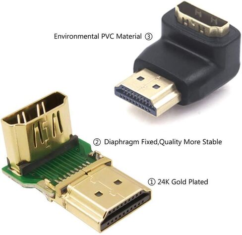 محول VCE HDMI 90 درجة 6 حزم، محول HDMI بزاوية قائمة ذكر إلى أنثى موصل على شكل حرف L مع 4K@60 هرتز، ثلاثي الأبعاد لعصا التلفزيون، HDTV، الكمبيوتر الشخصي in Kuwait