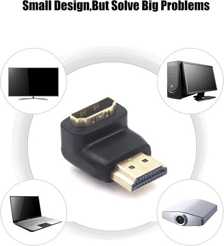محول VCE HDMI 90 درجة 6 حزم، محول HDMI بزاوية قائمة ذكر إلى أنثى موصل على شكل حرف L مع 4K@60 هرتز، ثلاثي الأبعاد لعصا التلفزيون، HDTV، الكمبيوتر الشخصي in Kuwait