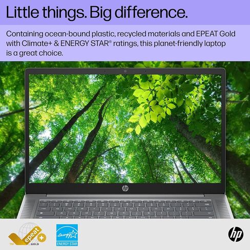 كمبيوتر محمول HP Chromebook Plus مقاس 14 بوصة، شاشة FHD، Intel Core i3-N305، ذاكرة الوصول العشوائي 8 جيجابايت، 128 جيجابايت UFS، Intel UHD Graphics، نظام التشغيل Chrome 14a-nf0050nr (2024) in Saudi Arabia