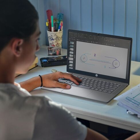 كمبيوتر محمول HP Chromebook Plus مقاس 14 بوصة، شاشة FHD، Intel Core i3-N305، ذاكرة الوصول العشوائي 8 جيجابايت، 128 جيجابايت UFS، Intel UHD Graphics، نظام التشغيل Chrome 14a-nf0050nr (2024) in Saudi Arabia