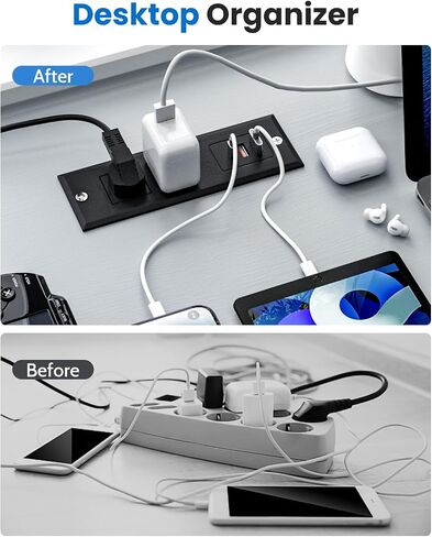Recessed Power Strip with 18W USB-C, 2 Outlets 3 USB Ports (2 USB-A 1 USB-C) Mountable Desk Outlet, Mount Desk Outlet for Side Table/Sofa Table/Furnitures in Saudi Arabia