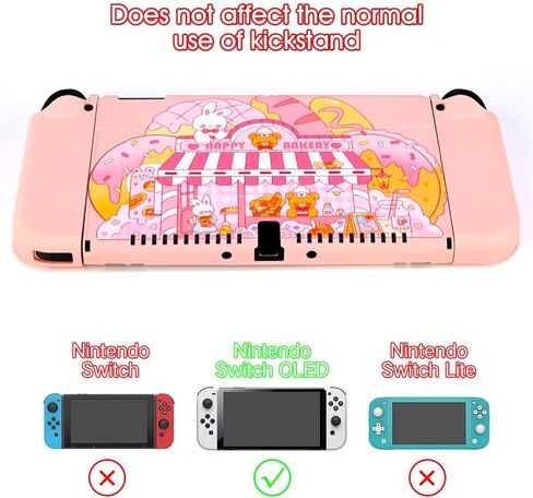 PERFECTSIGHT Designed for Nintendo Switch OLED Protective Case TPU Switch Cases for Girls Boys Kids Cute Kawaii Shell Dockable Case Compatible with Nintendo OLED Switch Cover (Bunny Bear Bakery) in Saudi Arabia