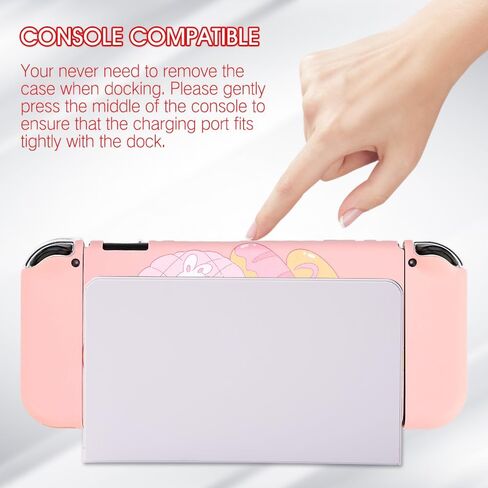 PERFECTSIGHT Designed for Nintendo Switch OLED Protective Case TPU Switch Cases for Girls Boys Kids Cute Kawaii Shell Dockable Case Compatible with Nintendo OLED Switch Cover (Bunny Bear Bakery) in Saudi Arabia
