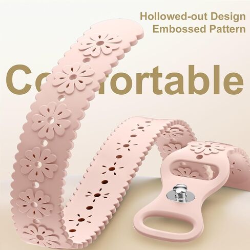 Maledan Cute Lace Silicone Bands Compatible with Apple Watch Bands Women 40mm 41mm 38mm 44mm 45mm 42mm Women, Breathable Hollow-out Embossed Bracelet Strap for iWatch Series 9 8 7 6 5 4 3 2 1 Ultra SE in Saudi Arabia