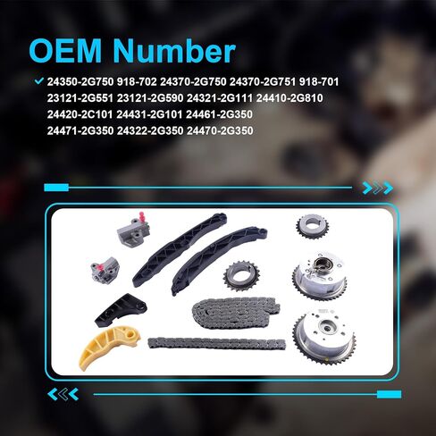 Timing Chain Kit with Intake & Exhaust Camshaft Gear Sprocket for 2012-2016 Kia Rio Forte5 Soul 1.6L Engine Aftermarket Parts, Replacement OE 243502B600 243702B610 244312B620 244202B611 in Saudi Arabia