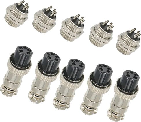 GX16 3Pin Male Female Aviation Connector Plug 16MM Wire Panel Metal Connector Silver (5 Sets) in Saudi Arabia