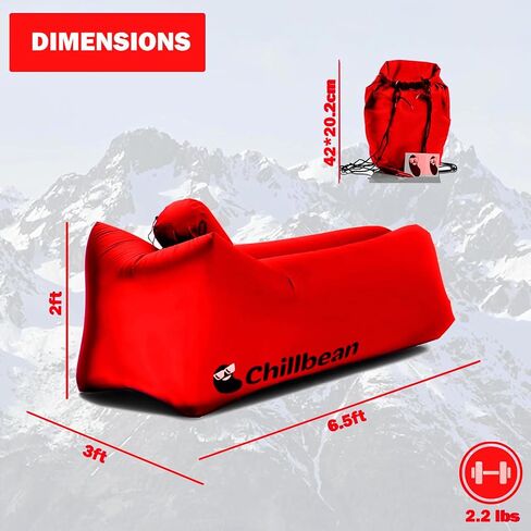 Inflatable Lounger Air Sofa Chair, Inflatable Lounger Hammock with Pillow, Beach Inflatable Couch, Anti Leak Single Layer Nylon Couch for Outdoor Camping, Hiking and Beach (Black), CHB-1 in Saudi Arabia