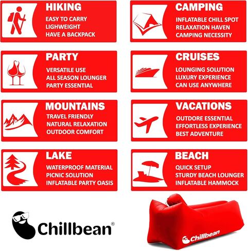 Inflatable Lounger Air Sofa Chair, Inflatable Lounger Hammock with Pillow, Beach Inflatable Couch, Anti Leak Single Layer Nylon Couch for Outdoor Camping, Hiking and Beach (Black), CHB-1 in Saudi Arabia