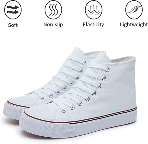 Iarus High Top Sneakers for Women White Canvas Comfortable Shoes for Women Walking Casual Sneakers Tennis Shoes in Saudi Arabia