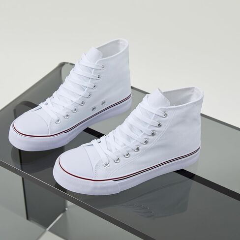 Iarus High Top Sneakers for Women White Canvas Comfortable Shoes for Women Walking Casual Sneakers Tennis Shoes in Saudi Arabia