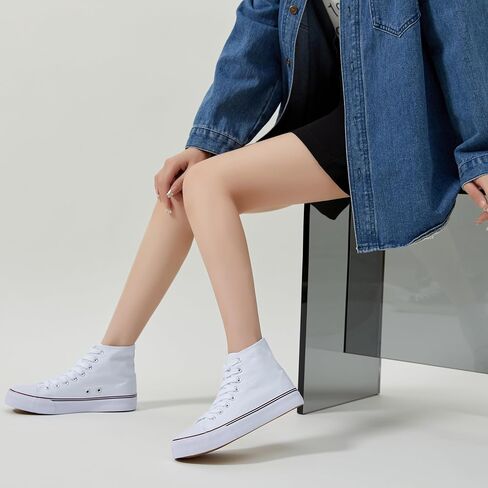 Iarus High Top Sneakers for Women White Canvas Comfortable Shoes for Women Walking Casual Sneakers Tennis Shoes in Saudi Arabia