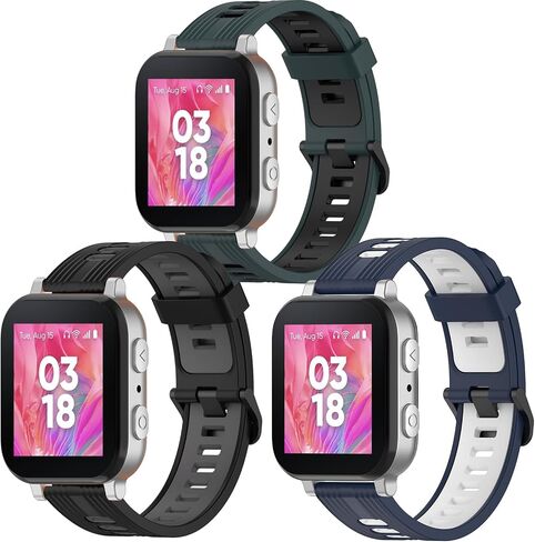 3 Pack Silicone Watch Bands Compatible with Gizmo watch 3 2 1/Gabb Watch 3 2 1/SyncUP,Sport Watch Band, Soft Breathable Smartwatch Band in Kuwait