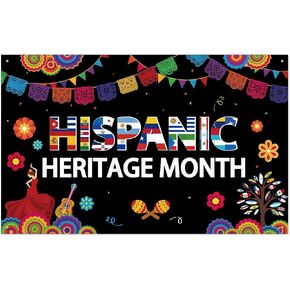 CiyvoLyeen Hispanic Month Backdrop Hispanic Heritage Photography Backdrop Fabric Banner for Hispanic History Month Mexican Latin Spanish Heritage Banner Sign School Classroom Yard Sign Outdoor Decor