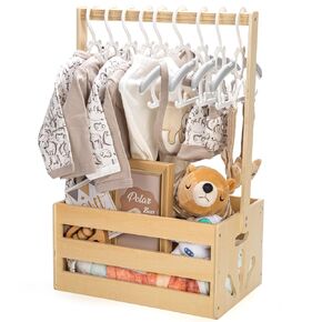 Baby Shower Crate Closet, Large Hand-Woven Rattan Storage Crates with Handle, Baby Shower Gifts, Baby Welcome Box Nursery Basket for Newborn Boys Girls, Pregnancy Gifts for New Parents