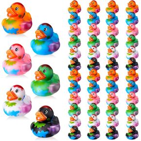 DEEKIN 24 Pcs Splat Rubber Ducks 2 Inch Camouflage Ducks Bath Tub Gifts Floating Splat Rubber Ducks for Cruise Ships 6 Colorful Ducks for Cruise Ships Party Favors